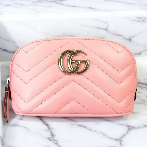 NWT Authentic  Gucci Pink GG Marmont Cosmetic Case - Picture 1 of 11